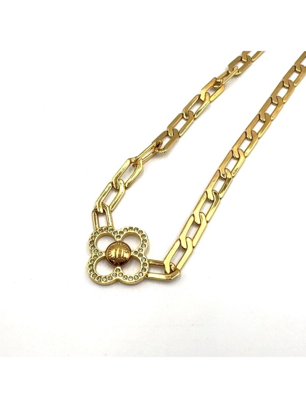 Louis Vuitton Collier Flower Power Rhinestone Clear Gold Necklace